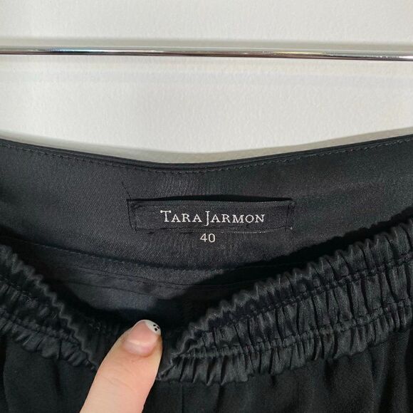 CLEARANCE Tara Jarmon Black Pull On Pants with Satin Elastic Waistband - Picture 6 of 7